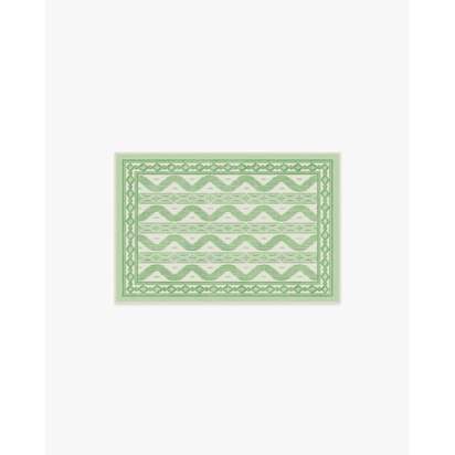 Ava Ikat Green Flatwoven Rug by Mrs. Alice - 60 x 90 cm - Rug + Cushioned Pad System
