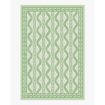Ava Ikat Green Flatwoven Rug by Mrs. Alice - 185 x 275 cm - Rug + Cushioned Pad System