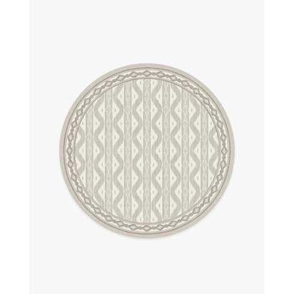 Ava Ikat Beige Flatwoven Rug by Mrs. Alice - 185 Round cm - Rug + Cushioned Pad System