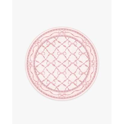 Eloise Pink Flatwoven Rug by Mrs. Alice - 185 Round cm - Rug + Cushioned Pad System