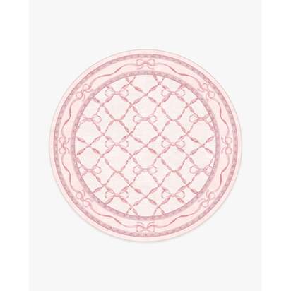Eloise Pink Flatwoven Rug by Mrs. Alice - 245 Round cm - Rug + Cushioned Pad System
