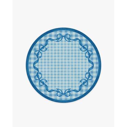 Audrey Blue Flatwoven Rug by Mrs. Alice - 185 Round cm - Rug + Pad System