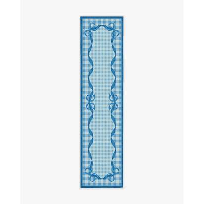 Audrey Blue Flatwoven Rug by Mrs. Alice - 75 x 305 cm - Rug + Cushioned Pad System