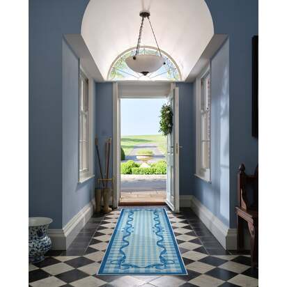 Audrey Blue Flatwoven Rug by Mrs. Alice - 90 x 150 cm - Rug + Cushioned Pad System
