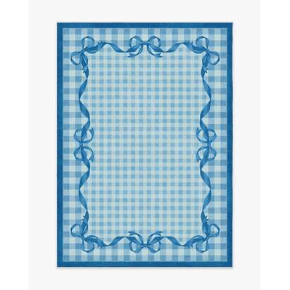 Audrey Blue Flatwoven Rug by Mrs. Alice - 150 x 215 cm - Rug + Cushioned Pad System