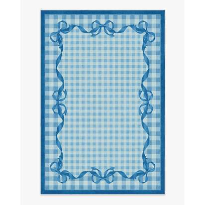 Audrey Blue Flatwoven Rug by Mrs. Alice - 185 x 275 cm - Rug + Cushioned Pad System
