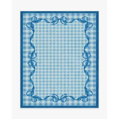 Audrey Blue Flatwoven Rug by Mrs. Alice - 245 x 305 cm - Rug + Cushioned Pad System