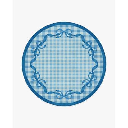 Audrey Blue Flatwoven Rug by Mrs. Alice - 245 Round cm - Rug + Cushioned Pad System