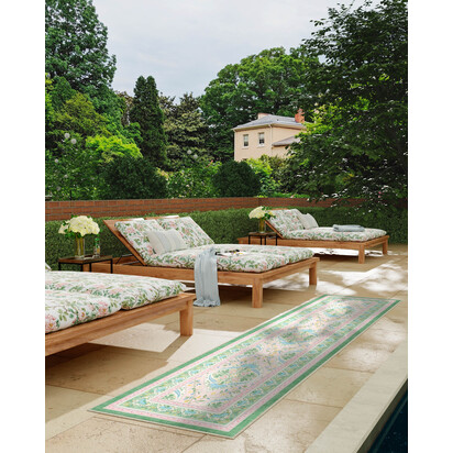 Skye Pink Multicolour Outdoor Rug by Mrs. Alice - 75 x 215 cm - Rug + Pad System