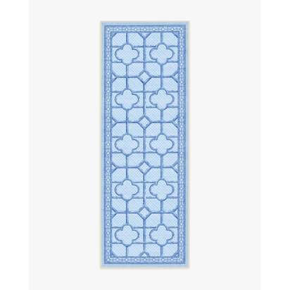 Shaded Bamboo Blue Outdoor Rug by Mrs. Alice - 75 x 215 cm - Rug + Pad System