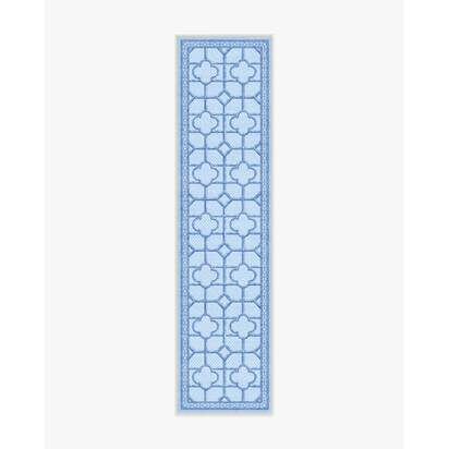 Shaded Bamboo Blue Outdoor Rug by Mrs. Alice - 75 x 305 cm - Rug + Pad System