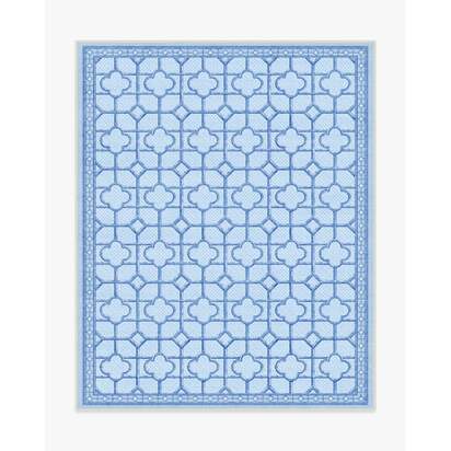 Shaded Bamboo Blue Outdoor Rug by Mrs. Alice - 245 x 305 cm - Rug + Pad System