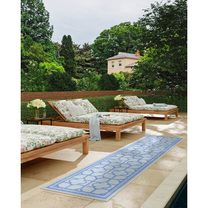 Shaded Bamboo Blue Outdoor Rug by Mrs. Alice - 275 x 365 cm - Rug + Pad System
