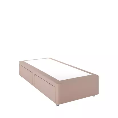 John Lewis Non-Sprung Upholstered 2 Drawer Divan Base, Single Cotton Effect Pink | H31 x W90 x D190cm