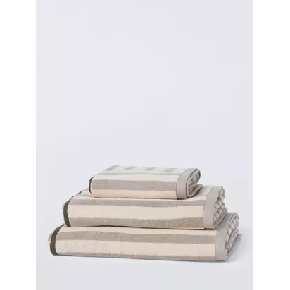 John Lewis Broken Stripe Towels Neutral/Latte | H90 x W50cm