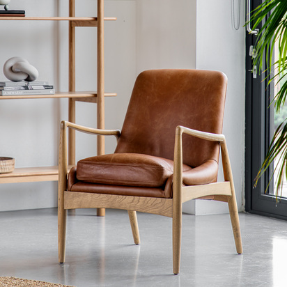 Corbridge Armchair Brown Leather 685x720x820mm