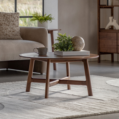 Elmmore Round Coffee Table Walnut 800x800x400mm
