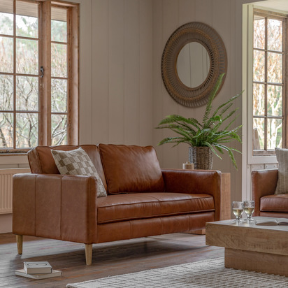 Glenby 2 Seater Sofa Vintage Brown Leather  - 2 Seater