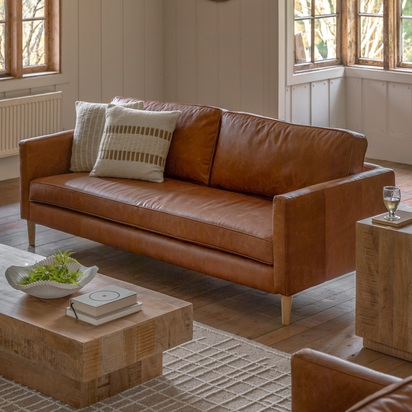 Glenby 3 Seater Sofa Vintage Brown Leather  - 3 Seater