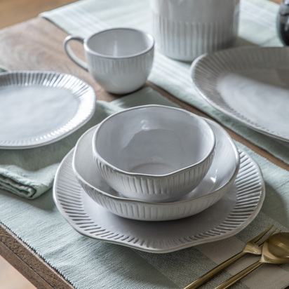 Organic Ridged Dinner Plate White (4pk) D280mm