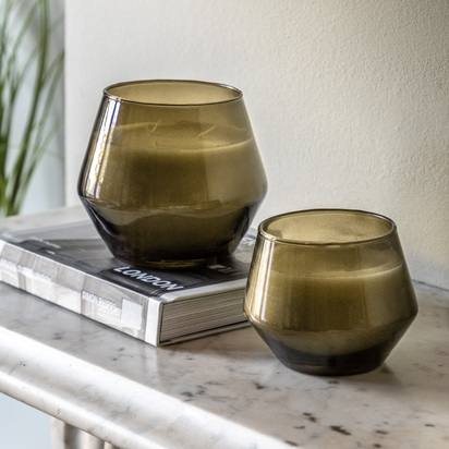 Studio Glass Filled Candle Green Lime Basil &Manderin 2pk
