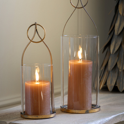 Kyra Lantern Small Antique Gold 105x105x285mm SMALL
