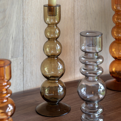 Studio Villena Glass Taper Candlestick Olive 300mm