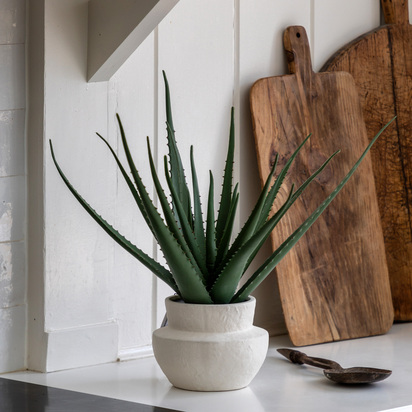 Faux Elegant Aloe Vera in Ceramic Pot