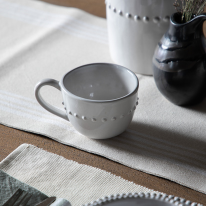 Studio Organic Beaded Mug White (4pk) 145x110x80mm