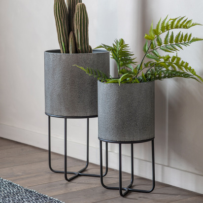 Studio Eda Metal Planter Set of 2 Grey 300x580mm