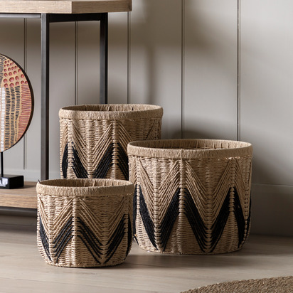 Painswick Baskets Natural & Black (Set of 3)