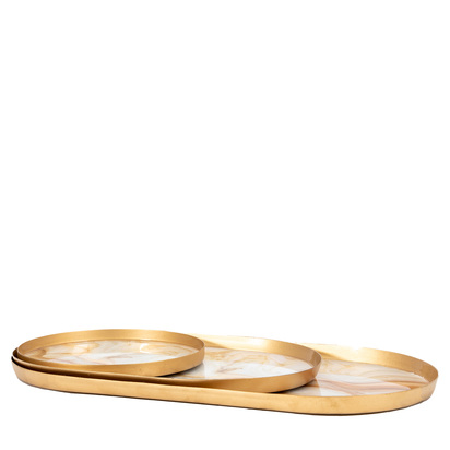 Studio Sahara Round Marbled Tray (Set of 3) 405x210x15mm