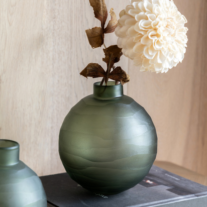 Daresbury Glass Globe Vase Green 160x160x180mm  - Large