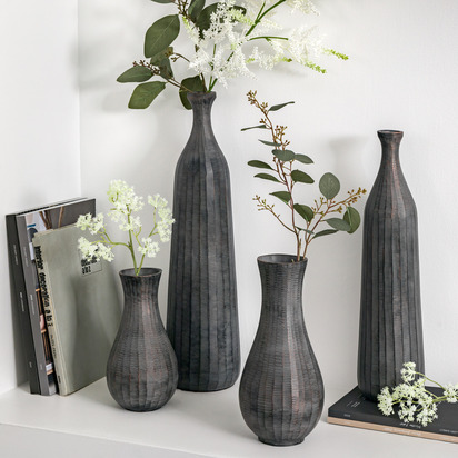 Brentstead Fluted Vase Large Antique Grey 145x145x330mm  - Large