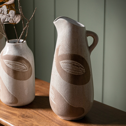Burwood Pitcher Vase Reactive WhteBrown 175x160x370mm