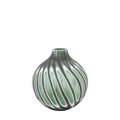 Fenford Swirl Hand Carved Glass Vase Sage  - Small