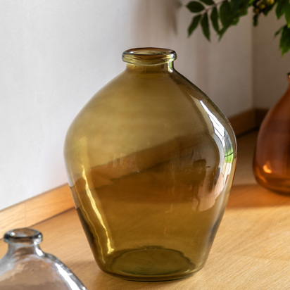 Hadfield Handblown Glass Vase Olive 390mm
