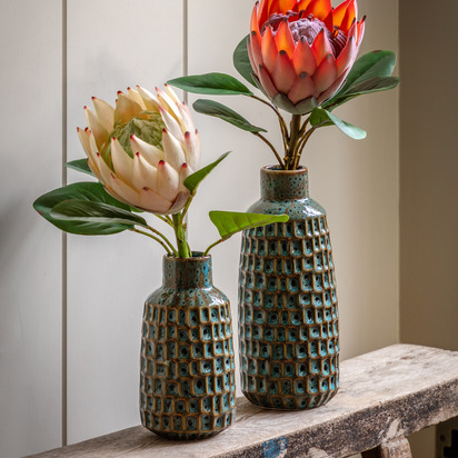 Hartmore Reactive Glaze Vase Teal/Brown (Set of 2)