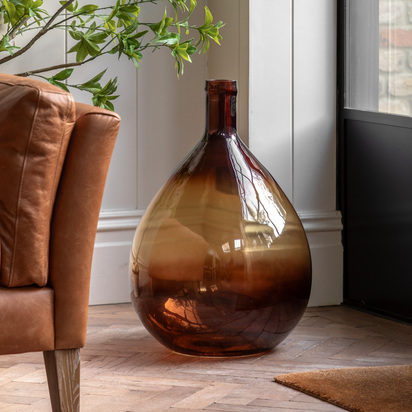 Hengate Giant Glass Bottle Vase Amber