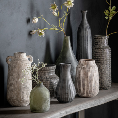 Sgraffito Vase Tall Black 130x130x360mm