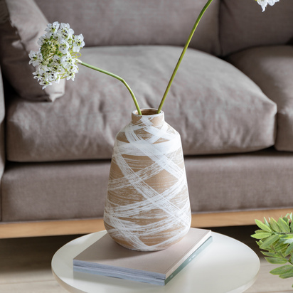 Langmore Vase Large Reactive BrownWhite  - Large