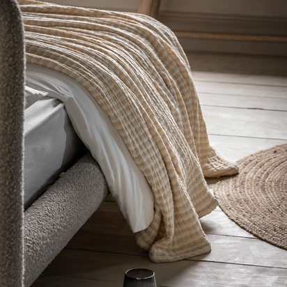 Alderfield Stripe Bedspread Beige 2400x2600mm