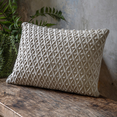 Ashwick Woven Cushion Cream 350x500mm Feather Filled