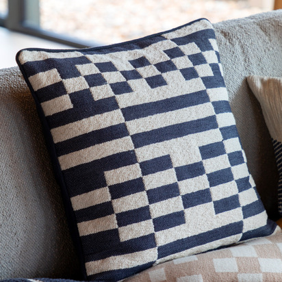 Elmbury Woven Cushion Ink 450x450mm Feather Filled