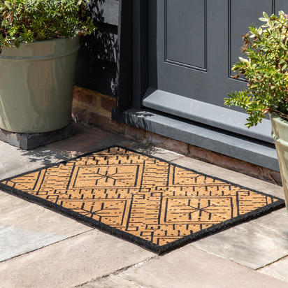 Cranstead Black and Natural Coir Doormat 600x900mm  - 60X90Cm