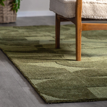Alderworth Block Rug Olive 1600x2300mm  - Large