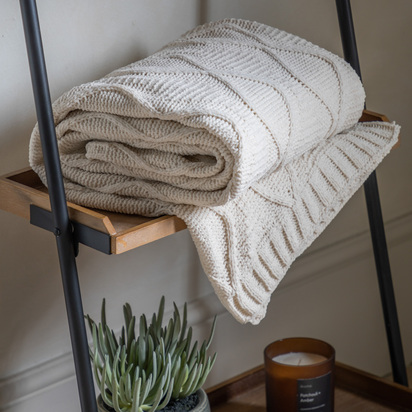Chenille Cable Throw Cream 1300x1700mm