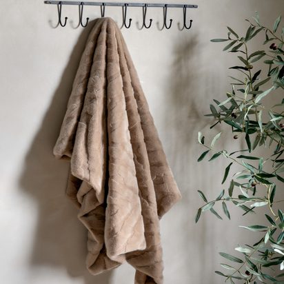 Ashcombe Rabbit Faux Fur Throw Mink 1300x1700mm