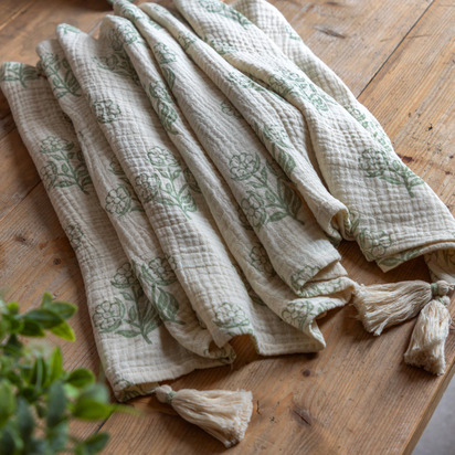 Camdale Gauze Floral Throw Sage