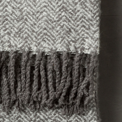 Studio Herringbone Faux Mohair Throw Grey 1300x1800mm